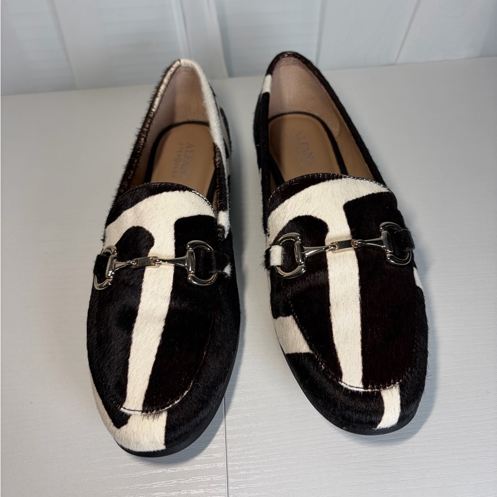 Alfani Black and White Patterned Loafers Fur Gucci bit style buckle.